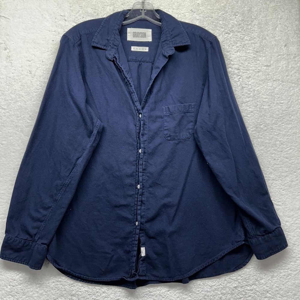 Grayson Womens Size 4 (XL) Blue Long Sleeve Button Up Shirt Top (L8)